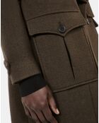 Manteau long en laine style trench kaki