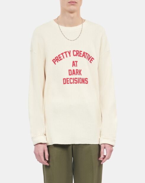 Sweatshirt avec sérigraphie écru