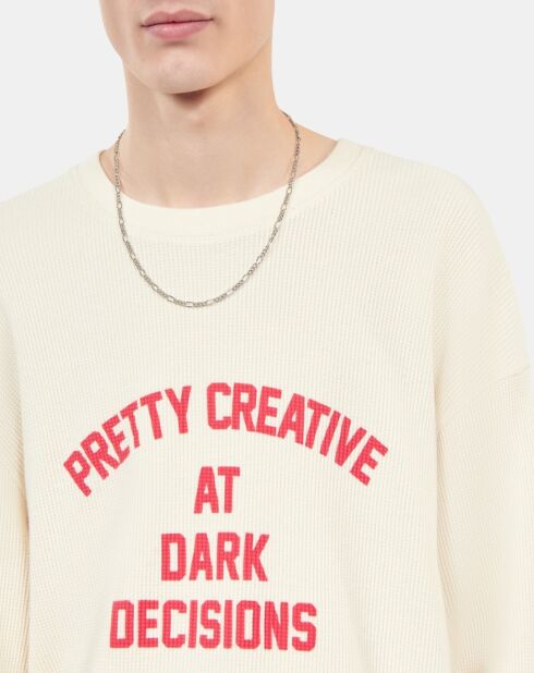 Sweatshirt avec sérigraphie écru