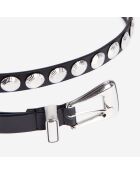 Ceinture fine en cuir à effet crocodile noire