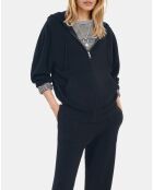 Sweatshirt à capuche en laine & cachemire noir