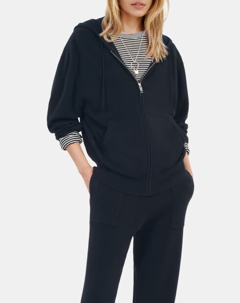 Sweatshirt à capuche en laine & cachemire noir