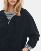 Sweatshirt à capuche en laine & cachemire noir