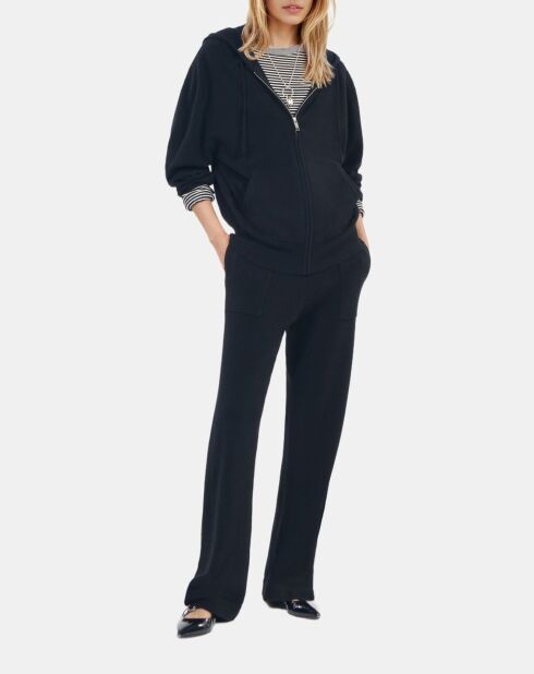 Sweatshirt à capuche en laine & cachemire noir