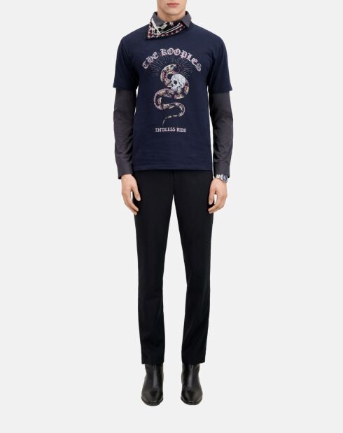 T-shirt avec sérigraphie bleu marine