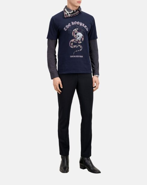 T-shirt avec sérigraphie bleu marine