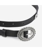 Ceinture fine cloutée en cuir noire