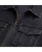 Blouson biker noir délavé en denim