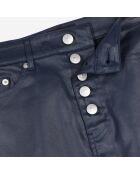 Jean skinny effet cuir bleu marine