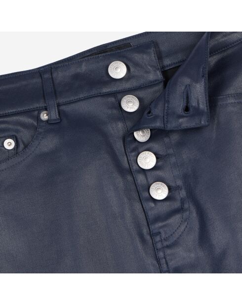 Jean skinny effet cuir bleu marine