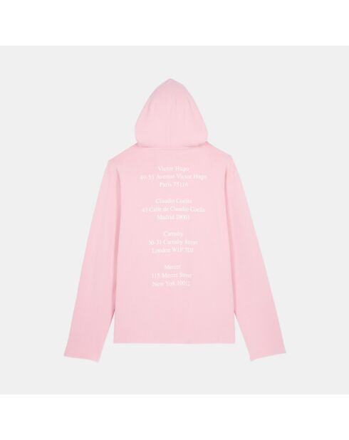 T-shirt manches longues avec sérigraphie rose doux