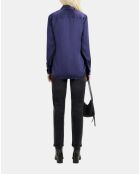 Chemise en soie bleue nuit