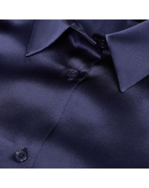 Chemise en soie bleue nuit