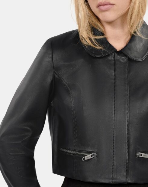 Veste en cuir noir