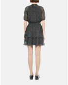 Robe courte noire à pois blancs