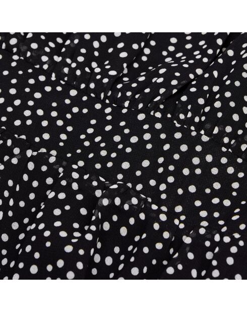 Robe courte noire à pois blancs