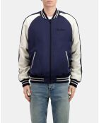 Blouson satiné avec broderie Dragon bleu marine