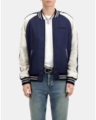 Blouson satiné avec broderie Dragon bleu marine