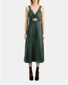 Robe nuisette longue avec guipure kaki