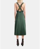 Robe nuisette longue avec guipure kaki