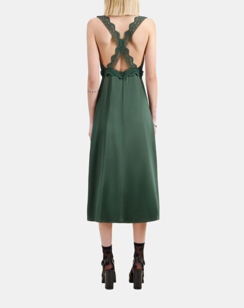 Robe nuisette longue avec guipure kaki