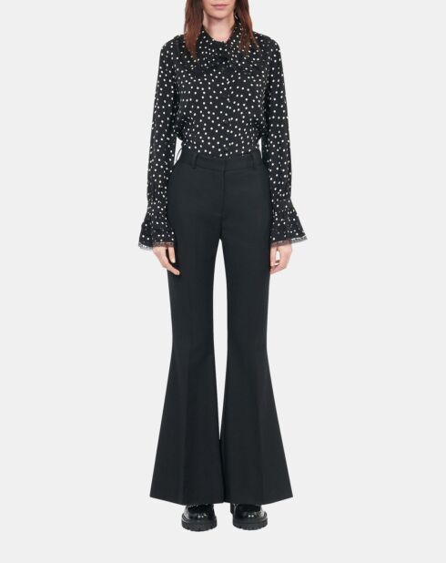 Pantalon tailleur en laine mélangée noir