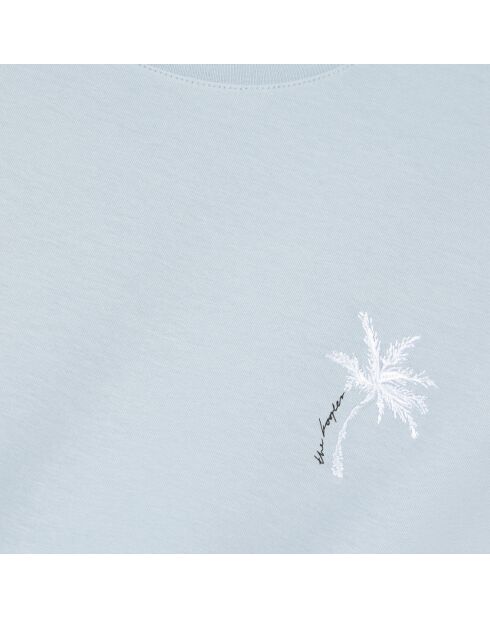 T-shirt broderie Palm tree bleu ciel