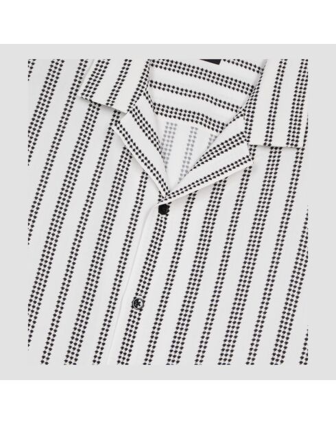 Chemise manches courtes imprimé pied de poule écru/noir