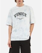 T-shirt dégradé avec sérigraphie bleu ciel