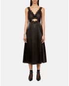 Robe nuisette longue avec guipure noire