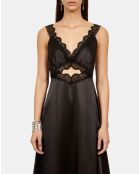 Robe nuisette longue avec guipure noire