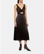 Robe nuisette longue avec guipure noire