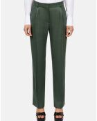 Pantalon tailleur en soie Kaki