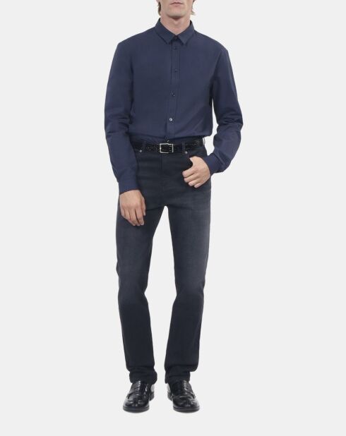 Chemise en popeline bleu marine