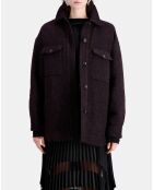 Blouson en Tweed style surchemise rouge foncé