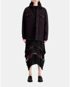 Blouson en Tweed style surchemise rouge foncé