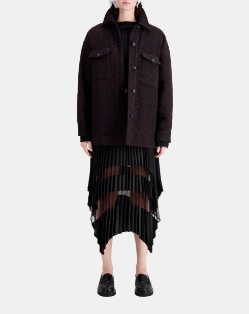 Blouson en Tweed style surchemise rouge foncé