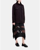 Blouson en Tweed style surchemise rouge foncé