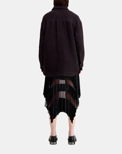 Blouson en Tweed style surchemise rouge foncé