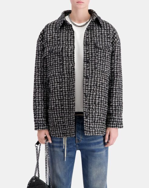 Blouson en Tweed type surchemise noir