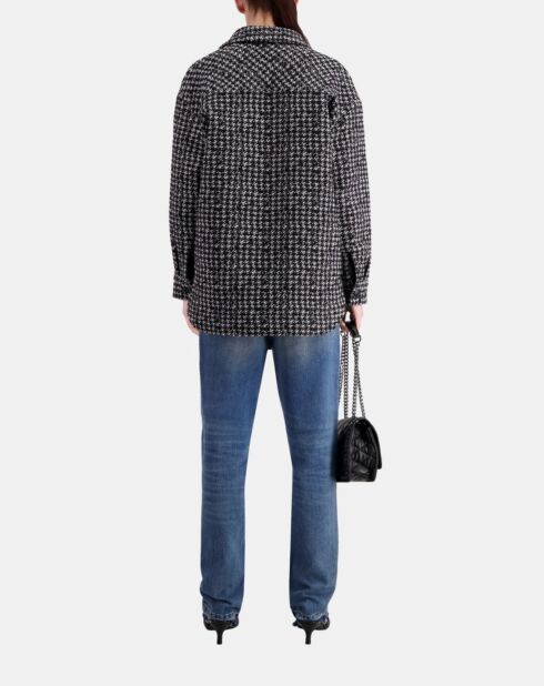 Blouson en Tweed type surchemise noir