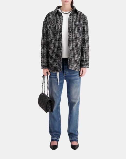 Blouson en Tweed type surchemise noir
