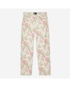 Jean boyfriend imprimé fleuri écru