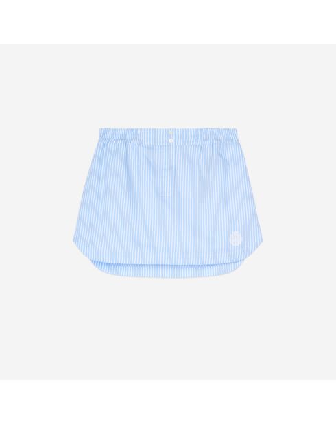 Jupe courte à rayures bleues et blanches