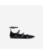 Ballerines en cuir avec boucles western noires