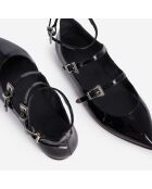 Ballerines en cuir avec boucles western noires
