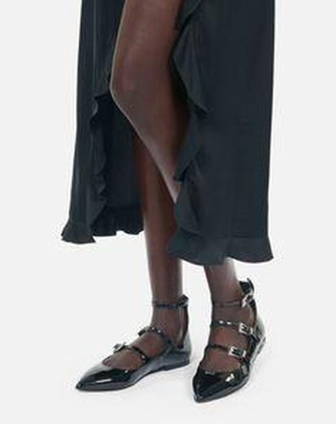 Ballerines en cuir avec boucles western noires