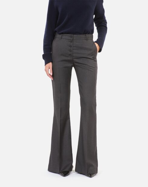 Pantalon 100% laine flare gris