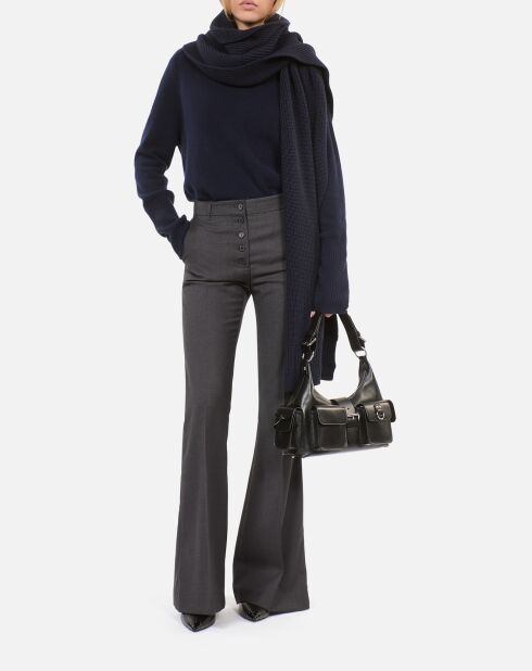 Pantalon 100% laine flare gris