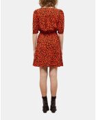 Robe courte léopard noire et orange
